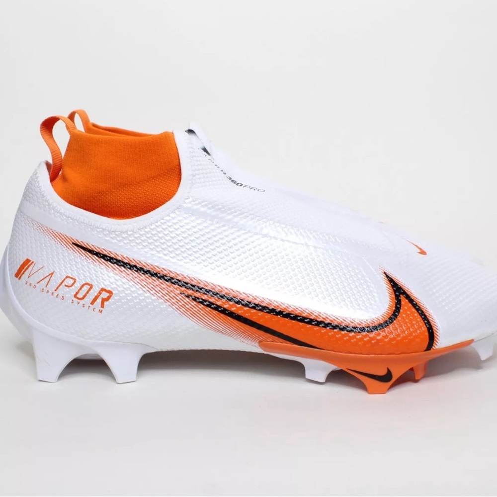 Nike Vapor Edge Pro 360 White Orange Football Cleats Men's Size 14.5 CV6345-100